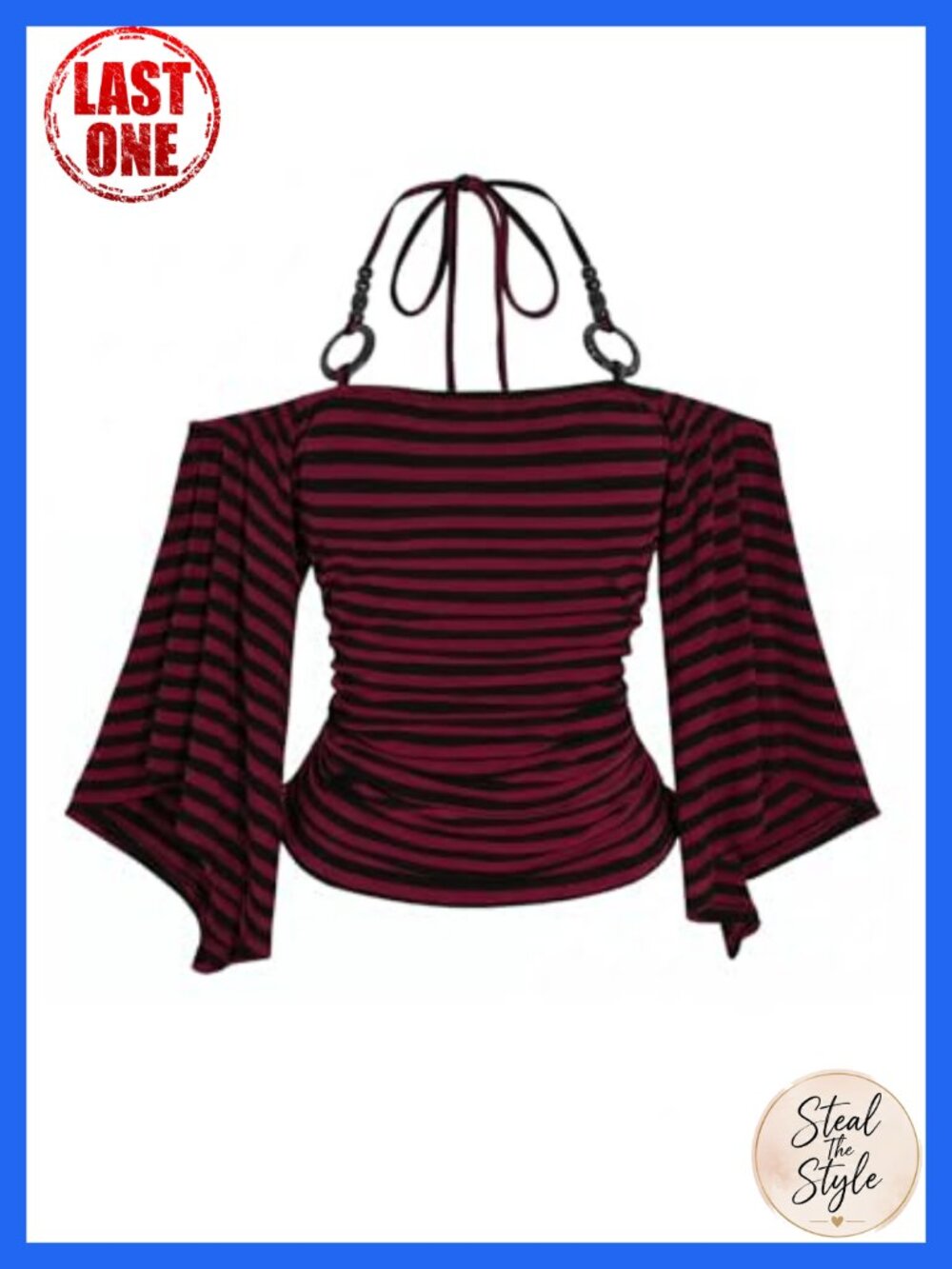 Plus Size Striped Off Shoulder Top Half Sleeve Ruched